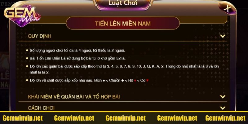 Hướng dẫn chơi tiến lên miền Nam tại Gemwin qua luật tới trắng